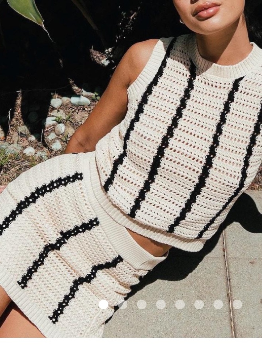 Monrow Crochet Mini Skirt & Top Set Medium